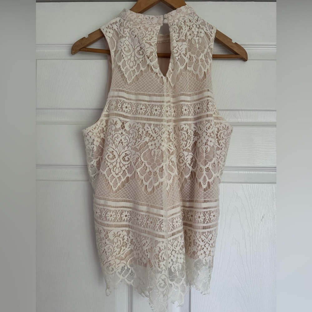Women's LC Lauren Conrad Mock Neck Lace Top - Picture 5 of 9